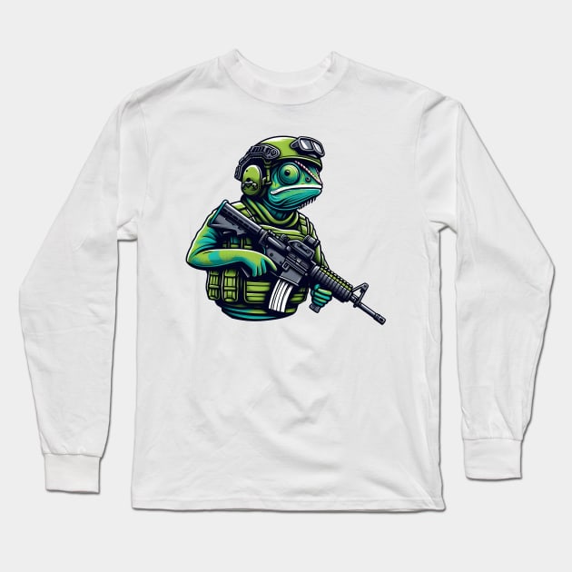 Tactical Cameleon Mastery Tee: Where Style Meets Stealth Long Sleeve T-Shirt by Rawlifegraphic